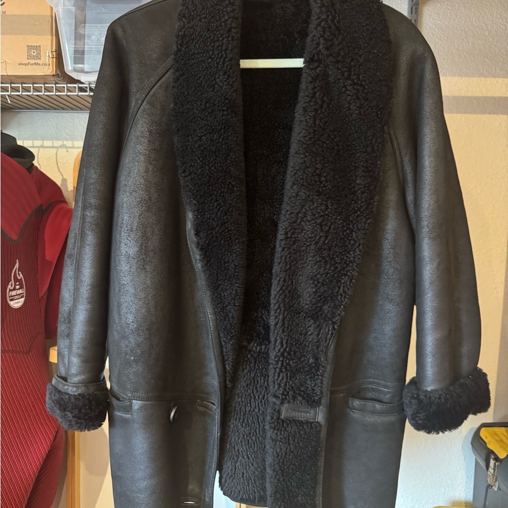 Vintage Women's Black Shearling Leather Jacket